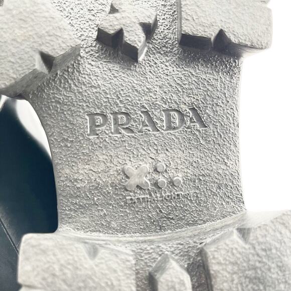 Prada Black Brushed Leather Lace Up Chunky Monolith Derby Oxford Loafer IT 39 - Picture 16 of 16